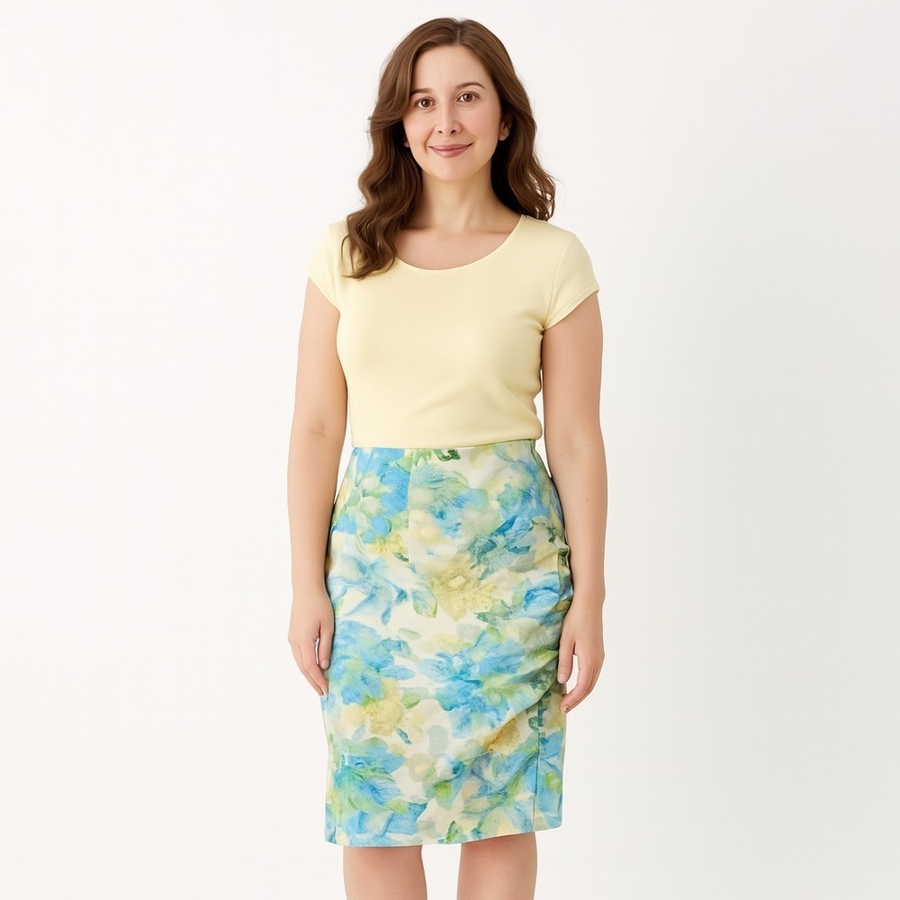 ETCETERA Floral Ruched Pencil Skirt Size 10